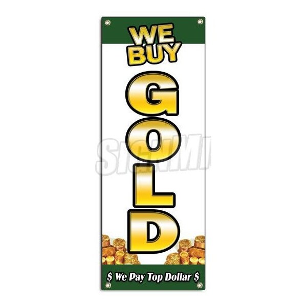 Signmission WE BUY GOLD VERTICAL 1 BANNER SIGN pawn jewelry store cash silver price B-We Buy Gold 1 Vertical - main